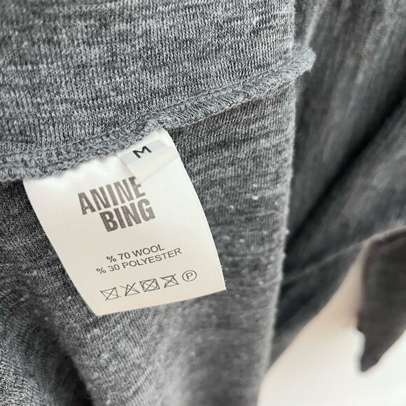 Anine Bing Womens Wool Blend Long Sleeve Mini Dress M Gray Belted Tie Waist - Picture 9 of 10